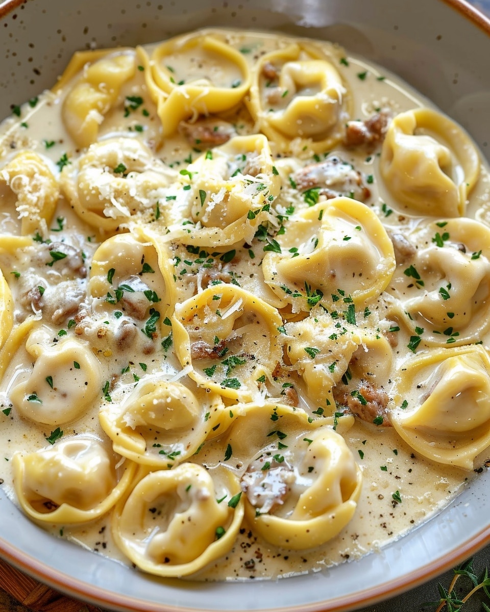 Beef & Parmesan Tortellini in Creamy Sauce