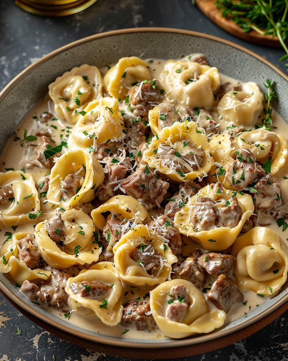 Beef & Parmesan Tortellini in Creamy Sauce