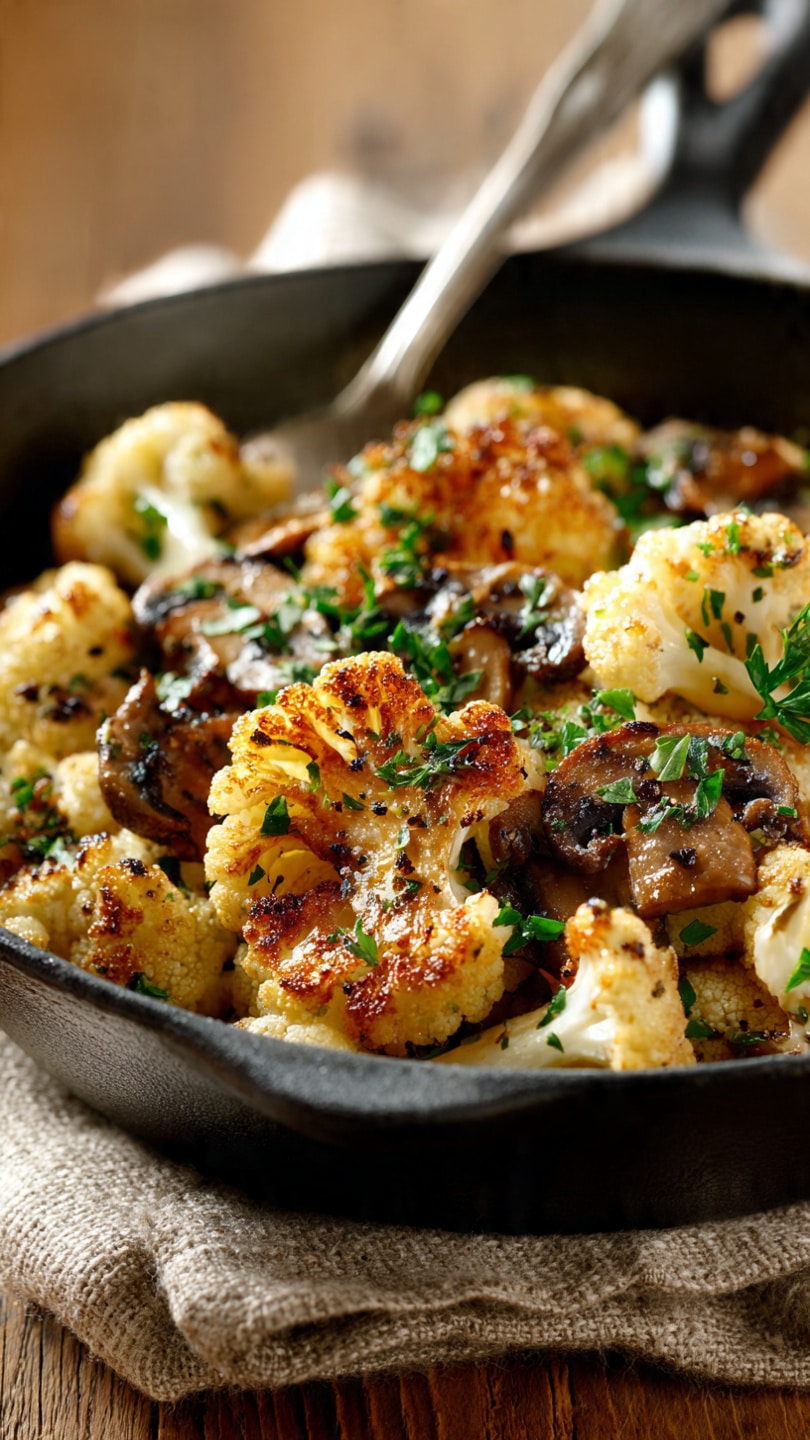 Garlic Cauliflower Mushroom Skillet