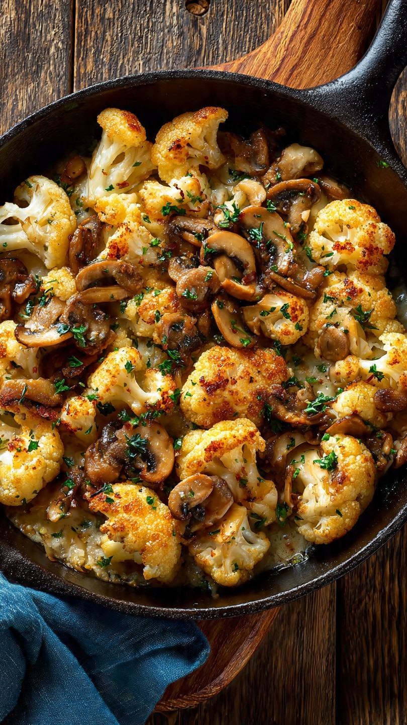 Garlic Cauliflower Mushroom Skillet