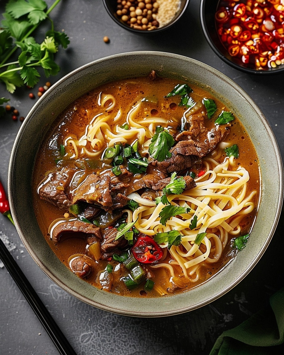 Delicious Satay Beef Noodle Soup
