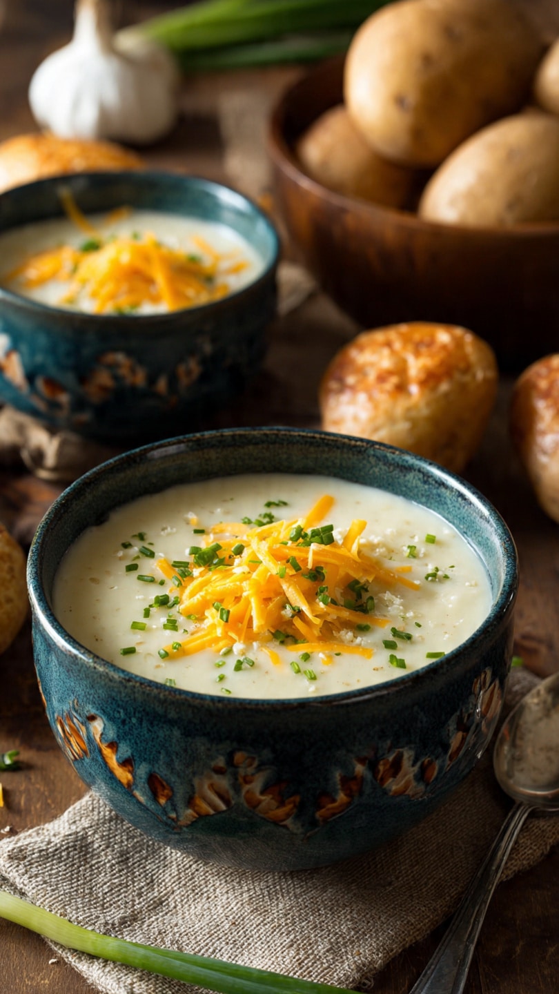 Cheddar Garlic Herb Potato Soup