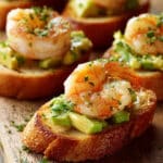 Garlic Shrimp Crostini with Avocado