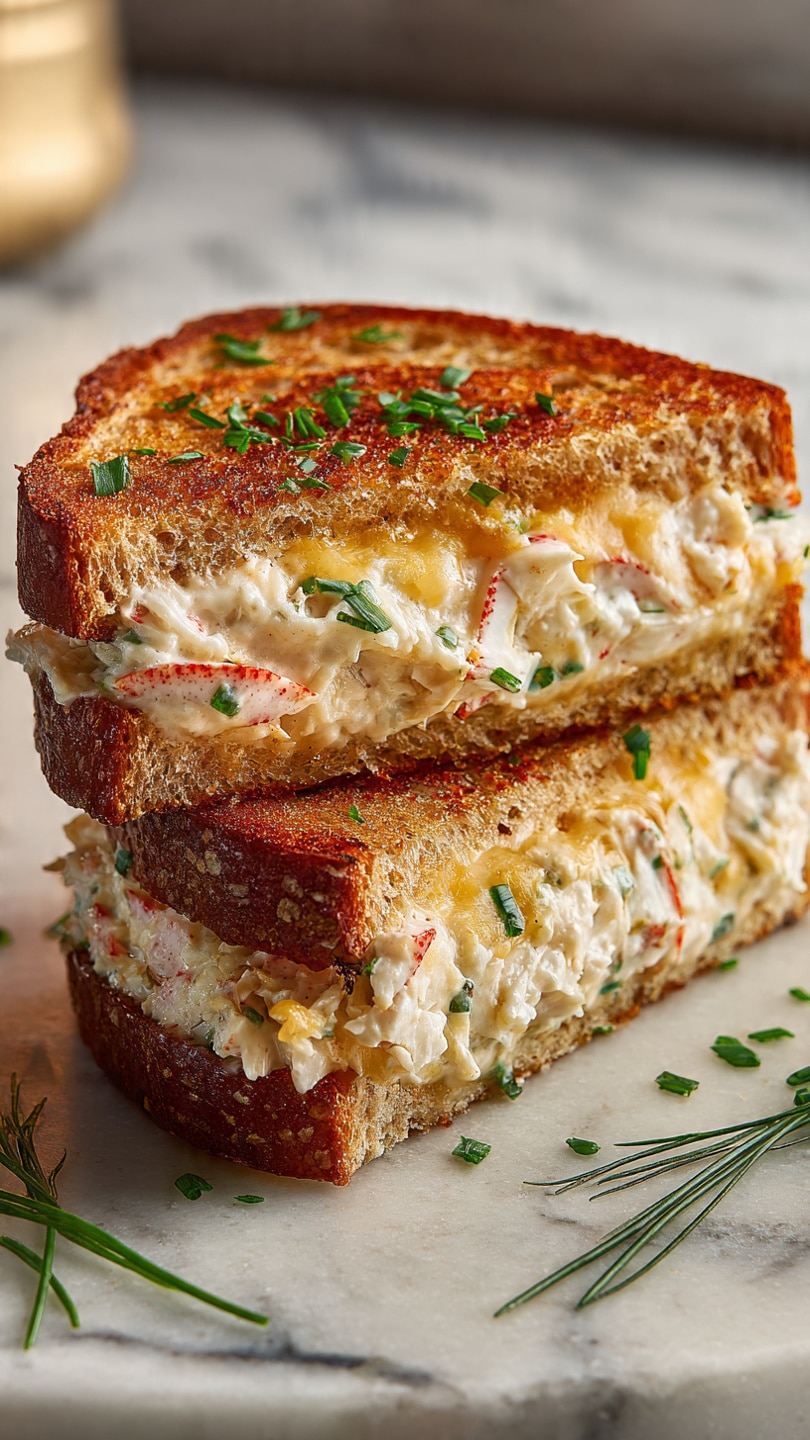Creamy Cheddar Crab Melt Sandwich