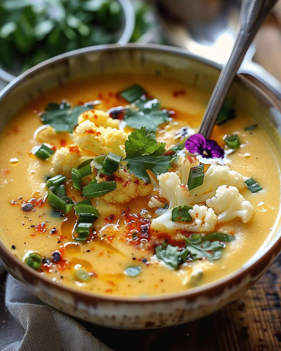 Thai Coconut Curried Cauliflower Soup