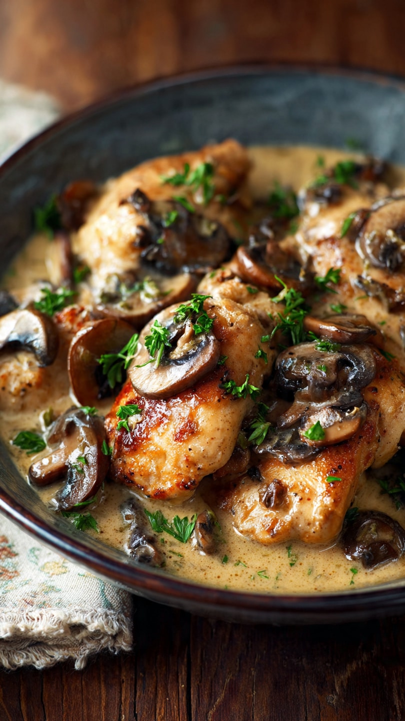 Creamy Chicken with Mushrooms and Dijon Sauce