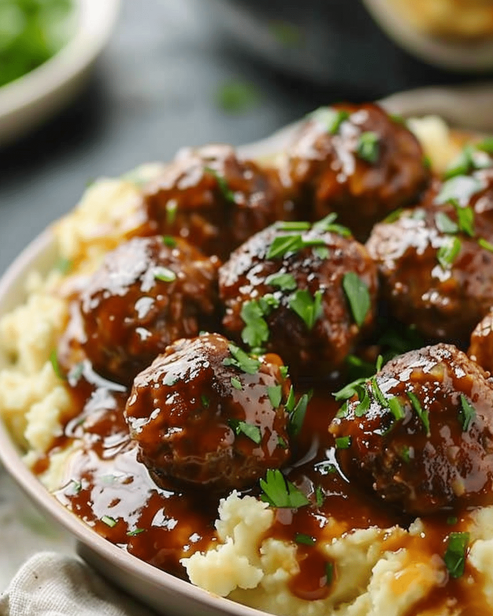 Slow Cooker Salisbury Steak Meatballs