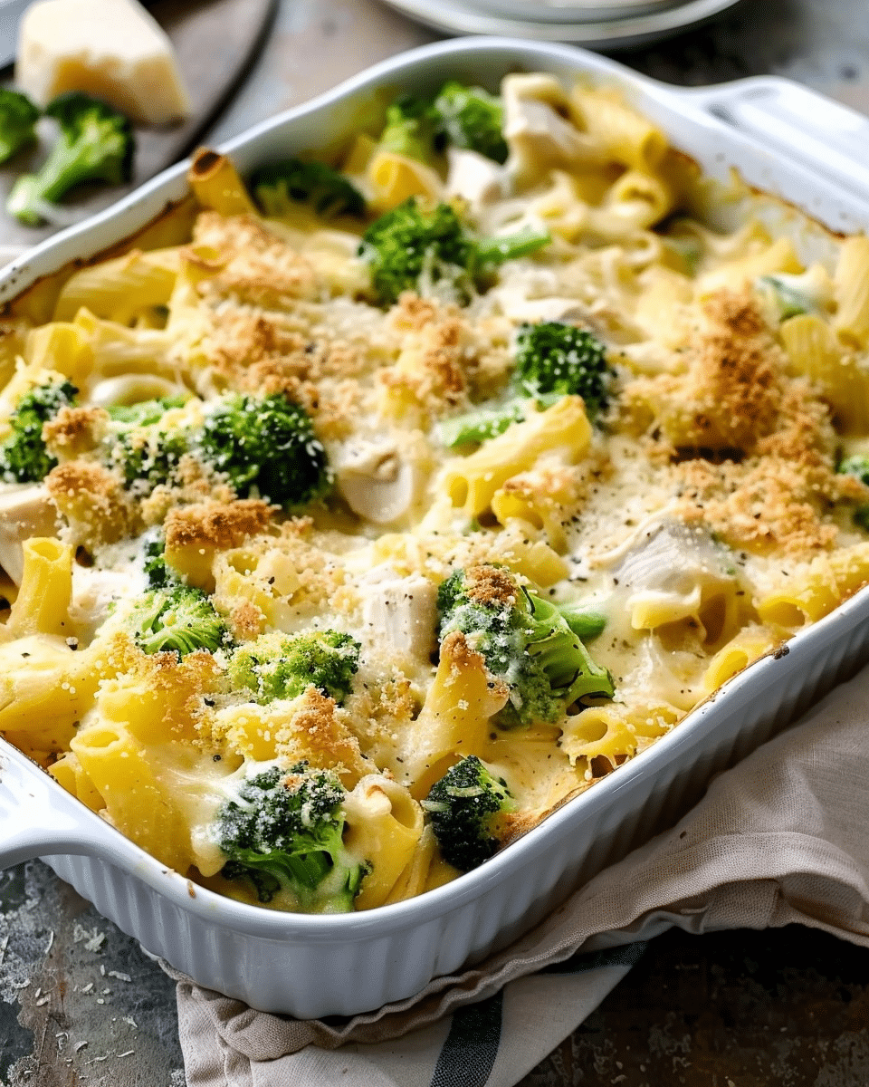Creamy Chicken Broccoli Pasta Bake