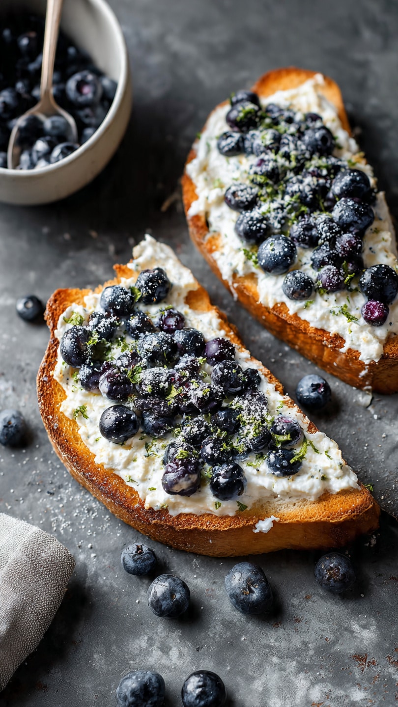Air Fryer Blueberry Cottage Cheese Toast
