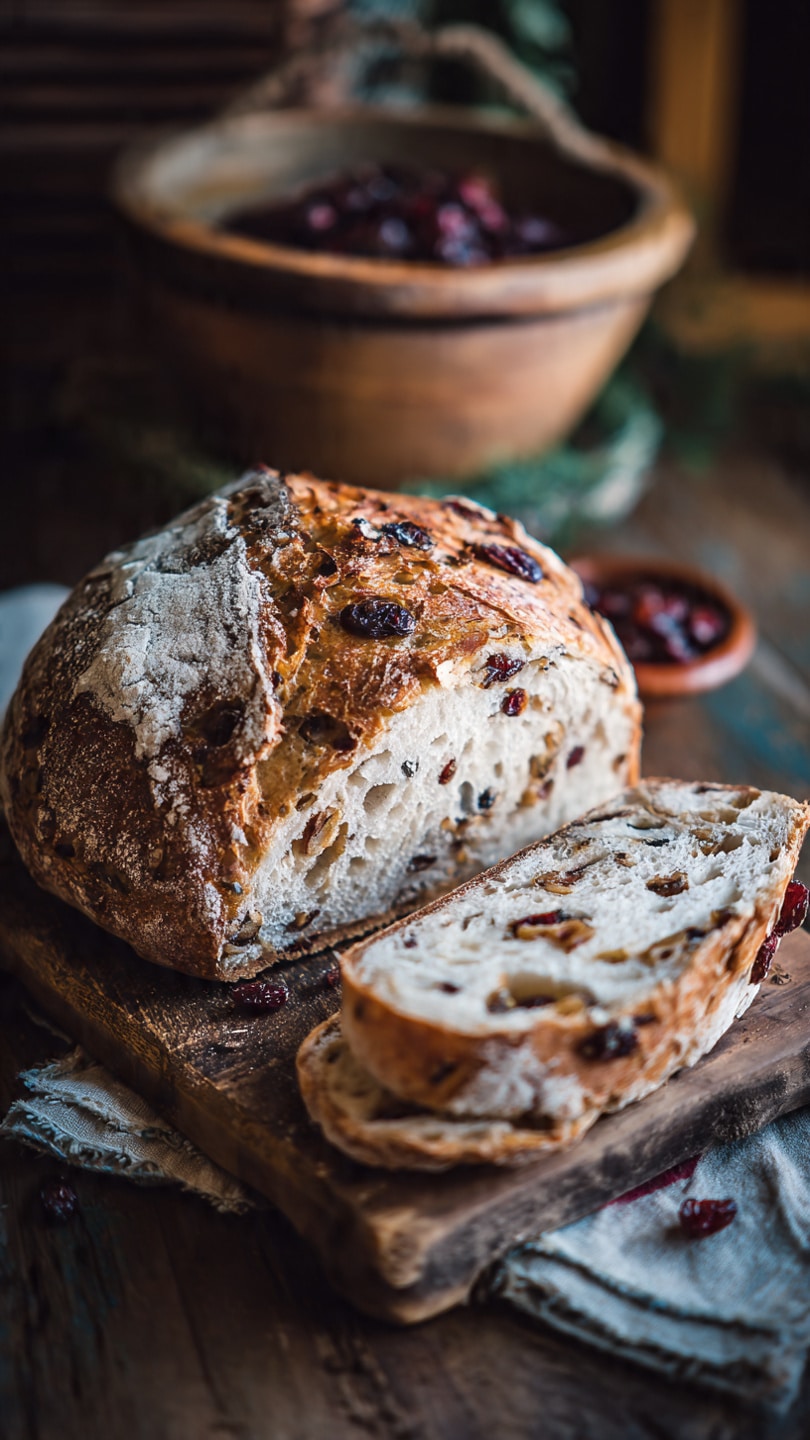 Cranberry Raisin Walnut Cinnamon Artisan Bread