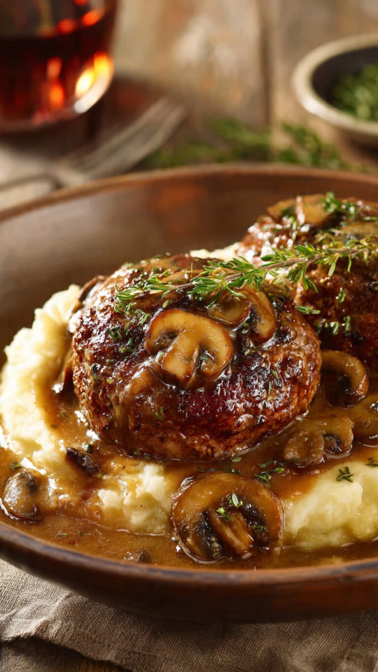 Slow Cooker Herb-Infused Salisbury Steak with Mushroom Gravy
