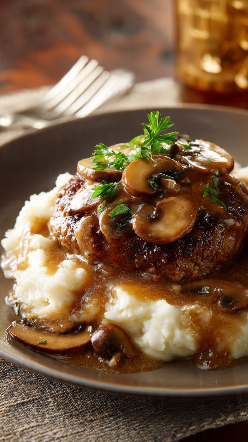 Slow Cooker Herb-Infused Salisbury Steak with Mushroom Gravy