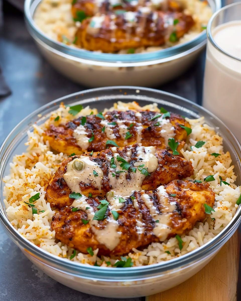 High Protein Creamy Cajun Chicken with Garlic Rice