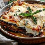 Burrata Eggplant Parmigiana with Caramelized Onions & Parmesan Cream