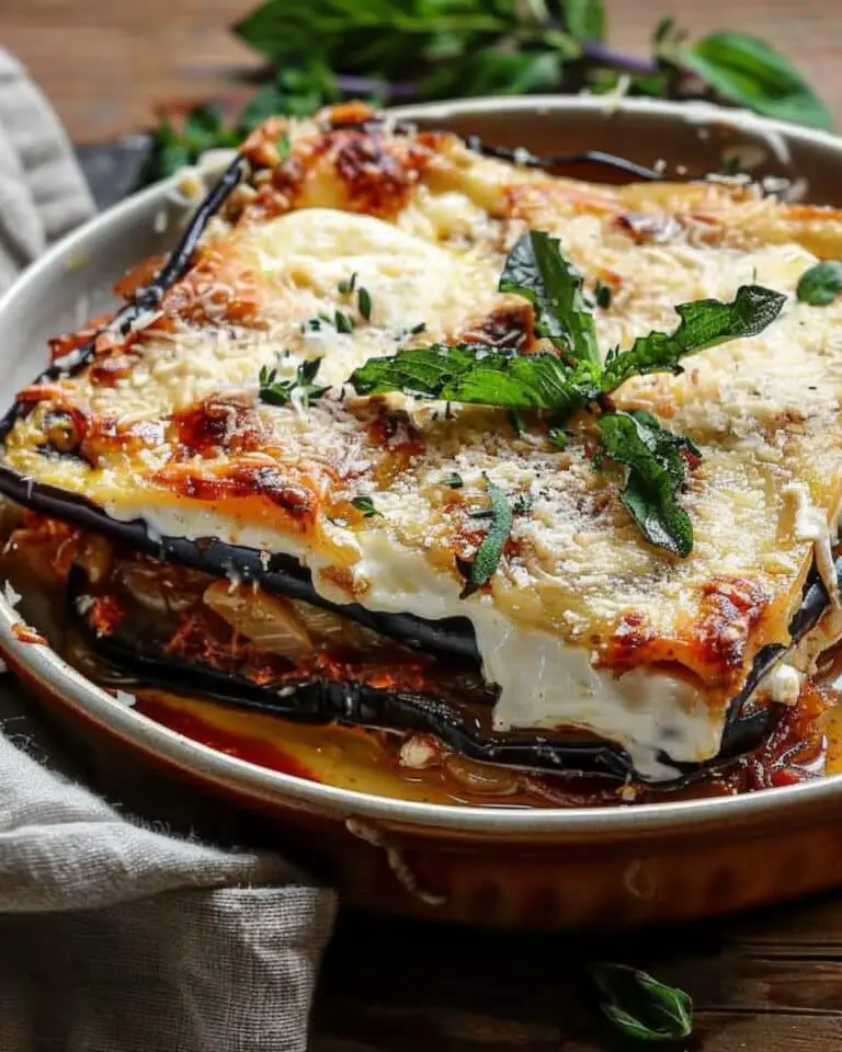 Burrata Eggplant Parmigiana with Caramelized Onions & Parmesan Cream