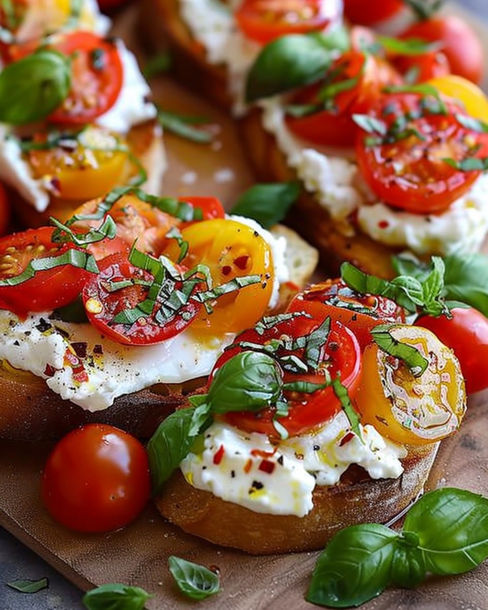 Burrata & Basil Bruschetta with Juicy Tomatoes