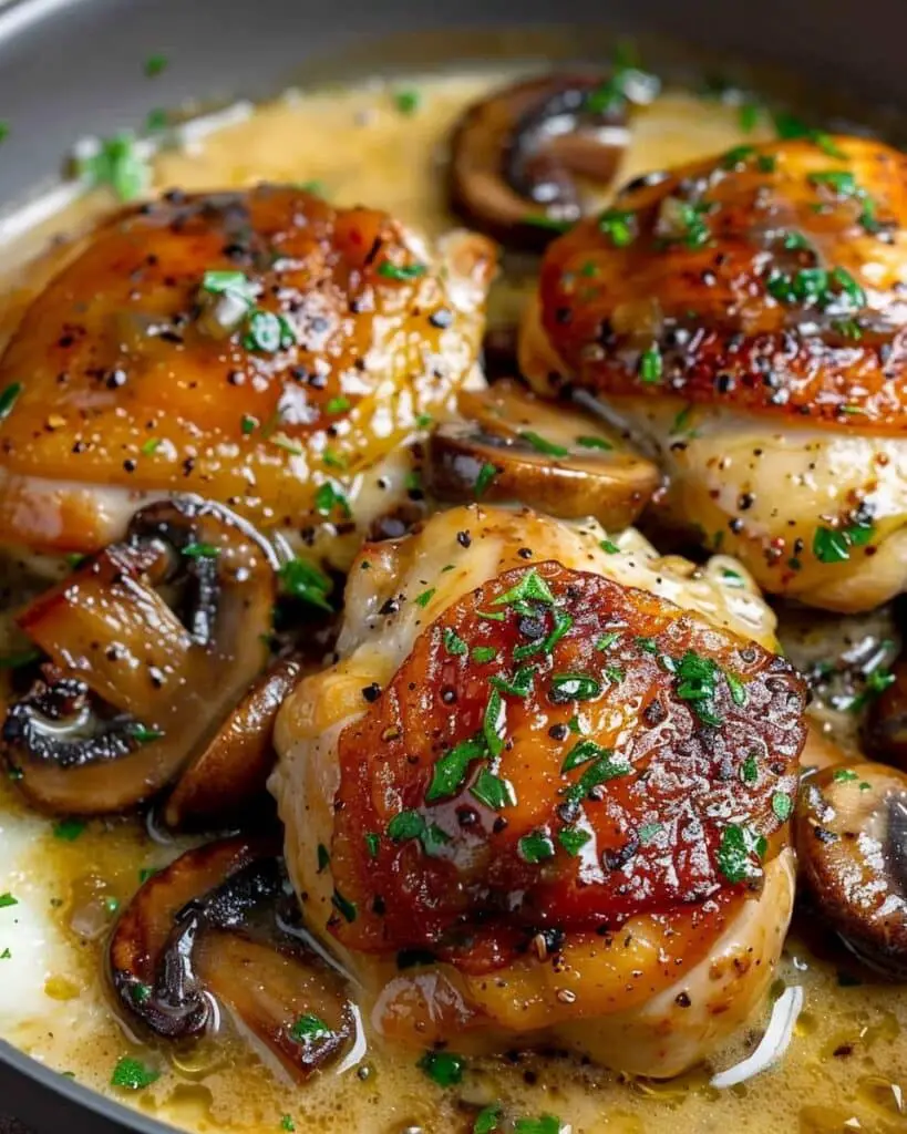 Creamy Garlic Mushroom Chicken Thighs