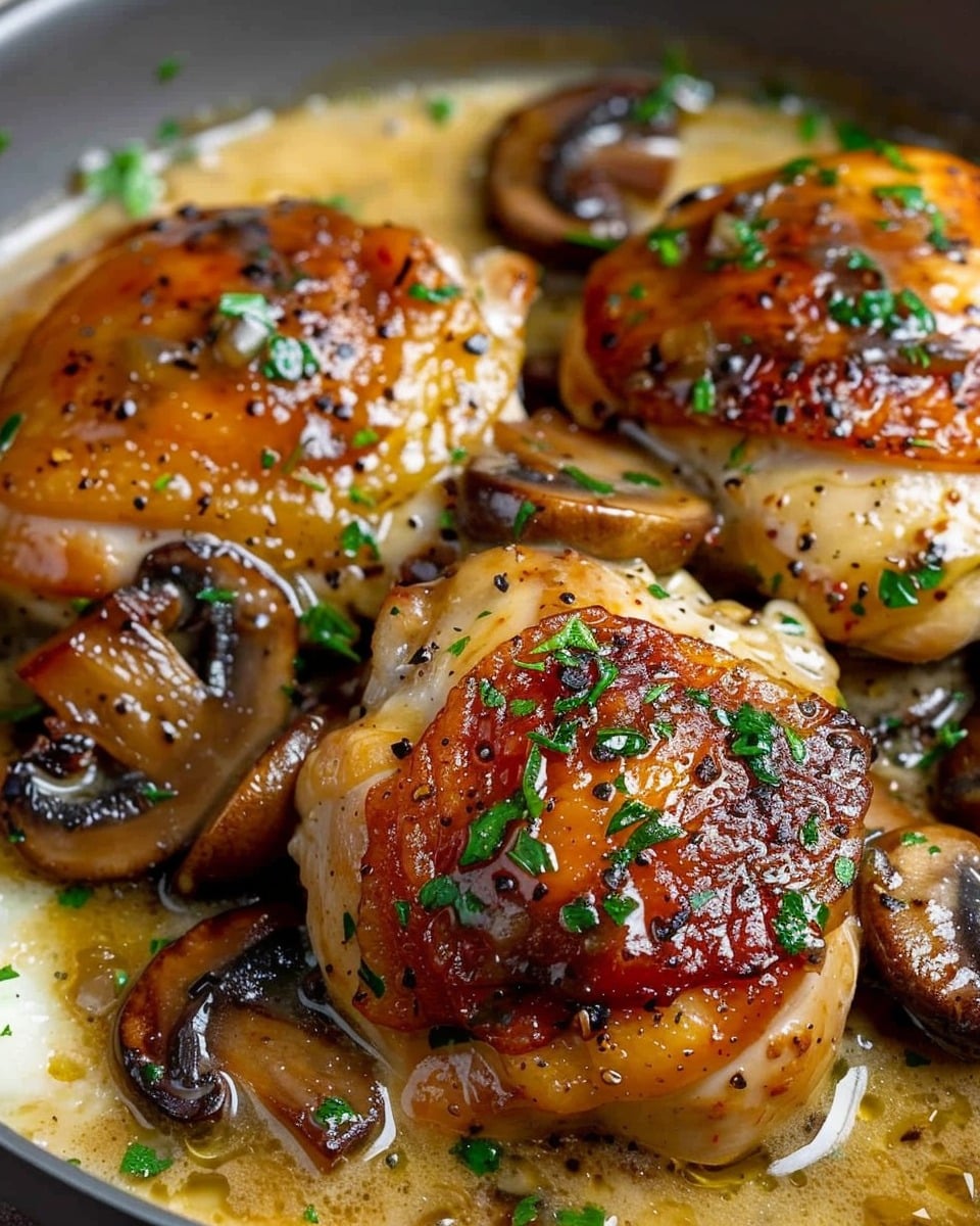 Creamy Garlic Mushroom Chicken Thighs