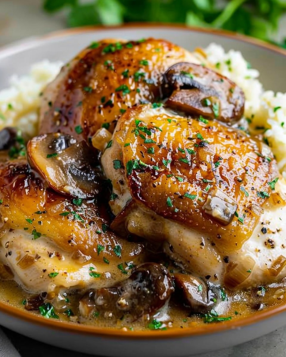 Creamy Garlic Mushroom Chicken Thighs