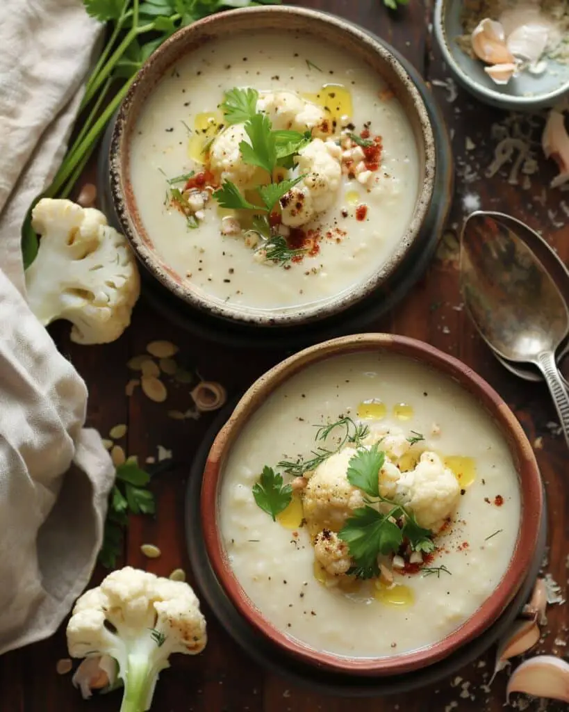 Healthy Mediterranean Cauliflower Soup