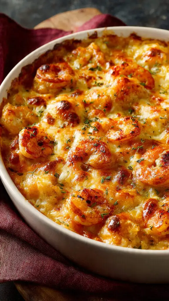 Cheesy Shrimp & Crab Bake