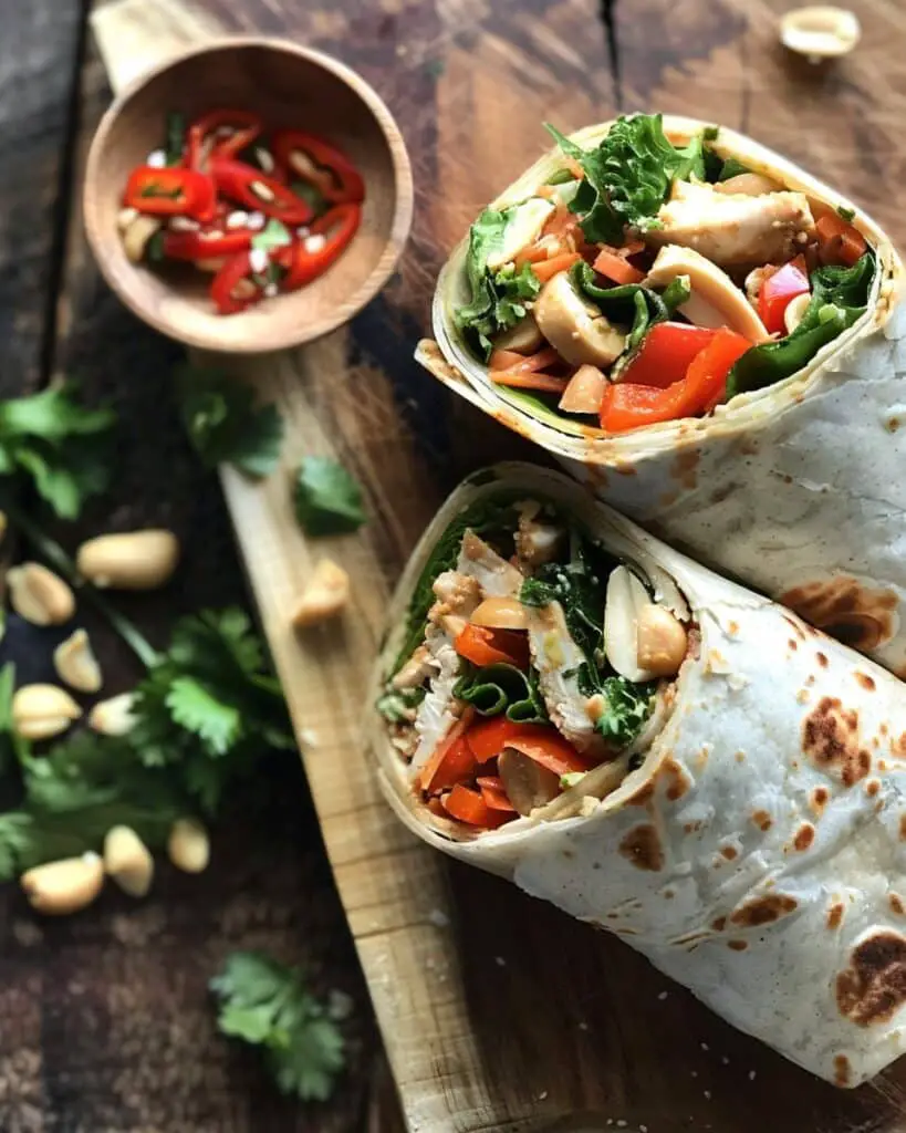 Thai Peanut Chicken Wraps