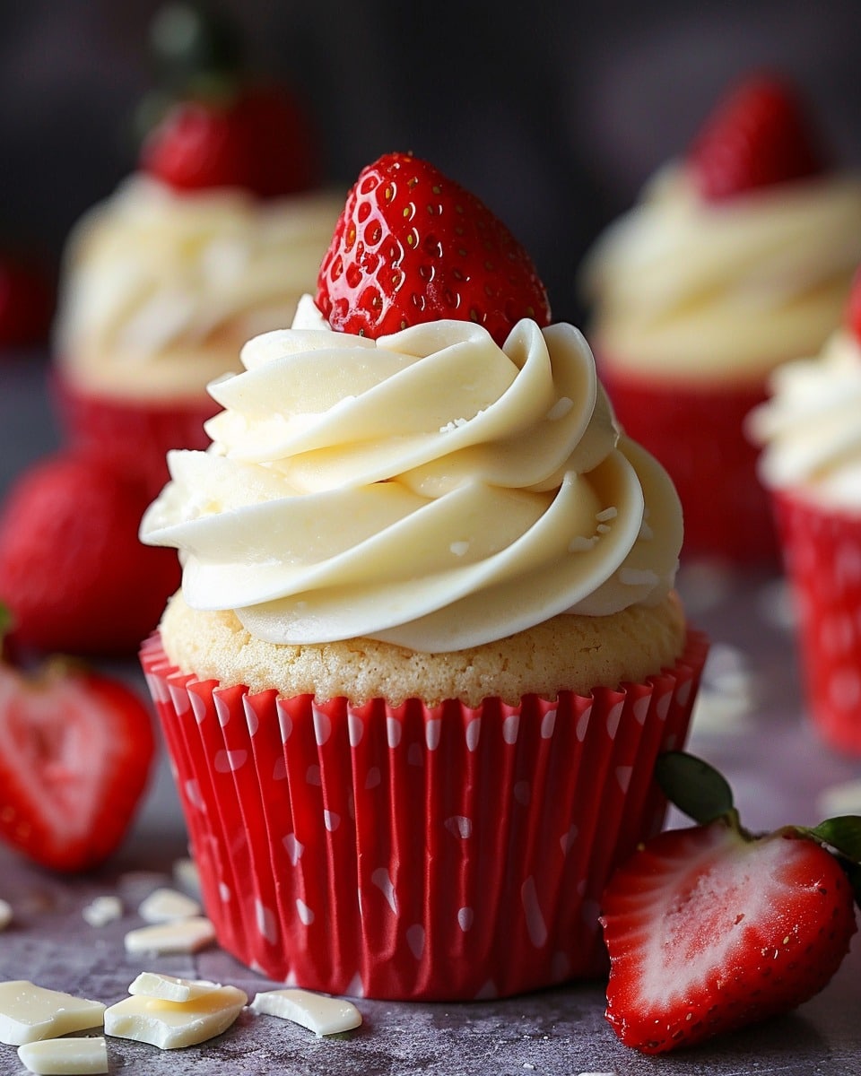 White Chocolate Strawberry Cupcakes