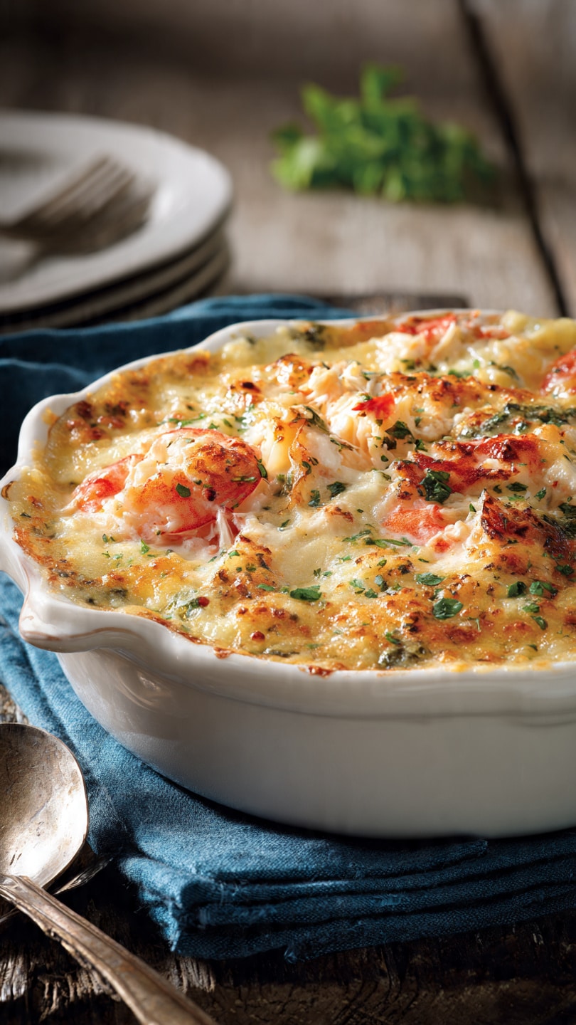 Cheesy Shrimp & Crab Bake