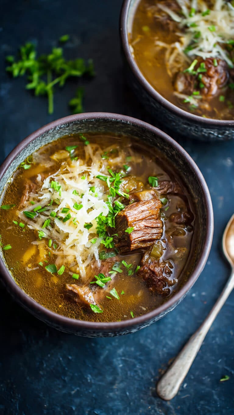 French Onion Beef Short Rib Soup