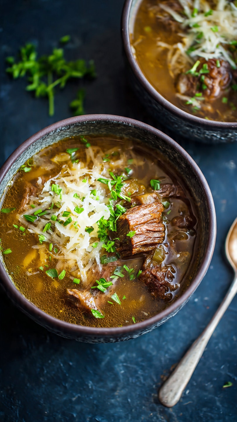 French Onion Beef Short Rib Soup