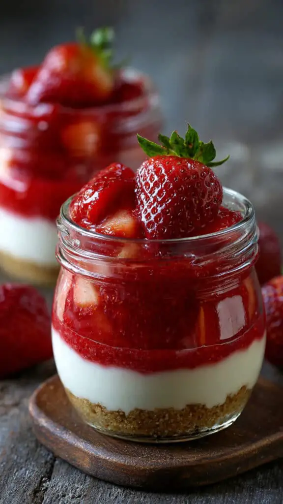 Healthy No-Bake Strawberry Lemon Cheesecake Jars