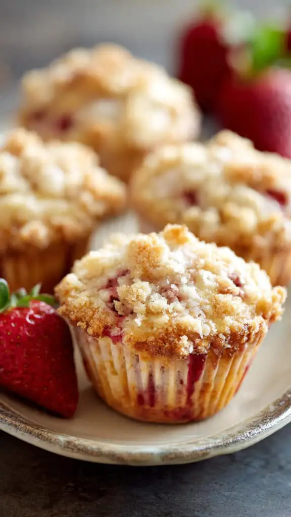Strawberry Cream Cheese Muffins with Streusel Crumb Topping
