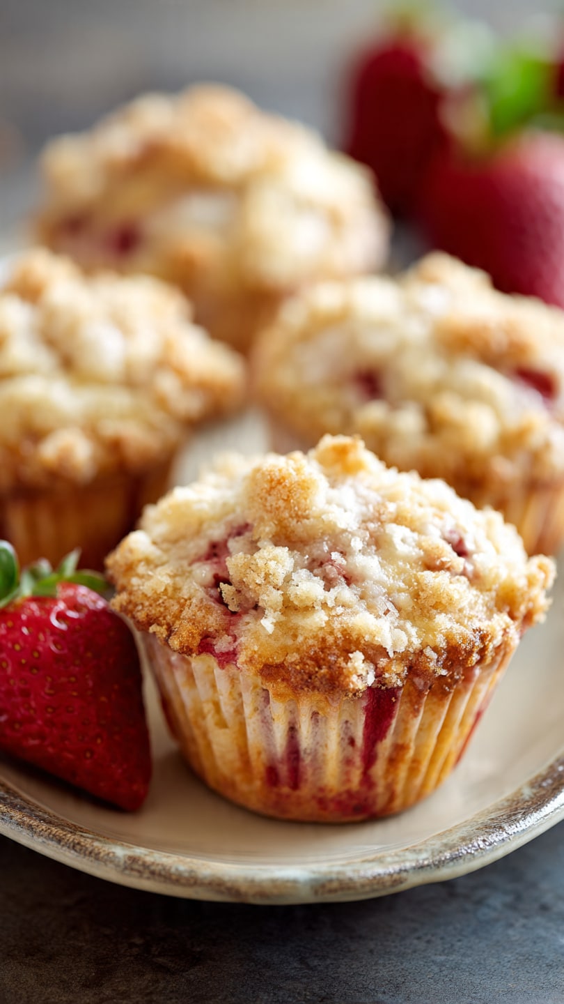 Strawberry Cream Cheese Muffins with Streusel Crumb Topping