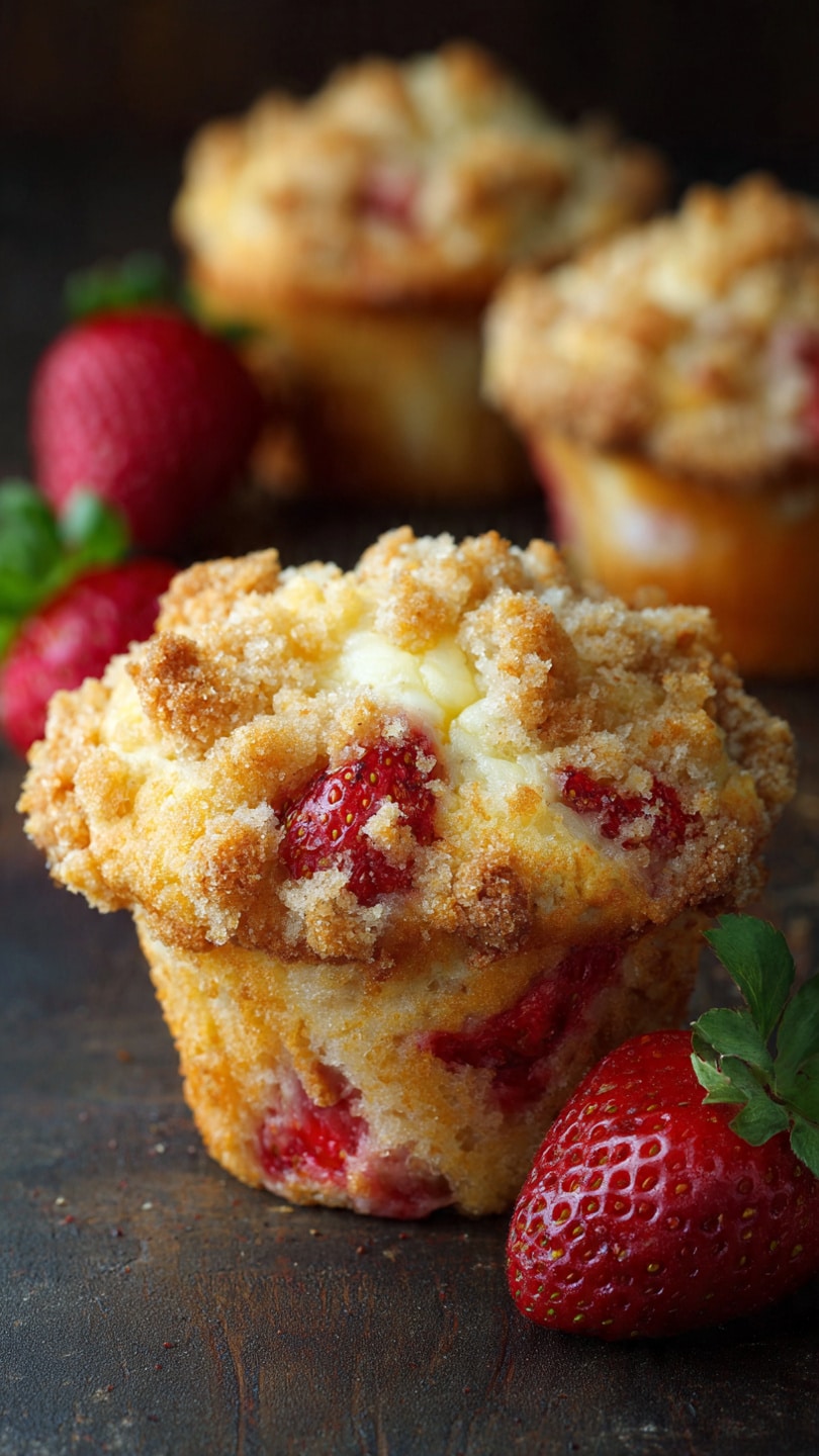 Strawberry Cream Cheese Muffins with Streusel Crumb Topping