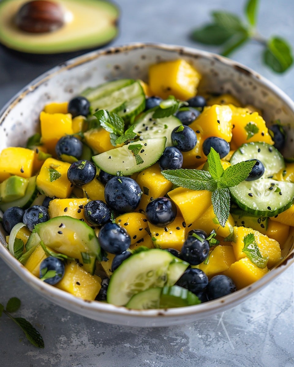 Mango Cucumber Salad with Blueberries and Avocado