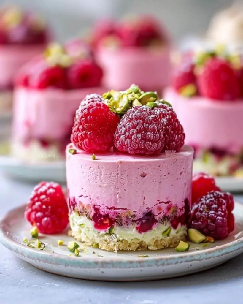 Raspberry Pistachio Mousse Cakes