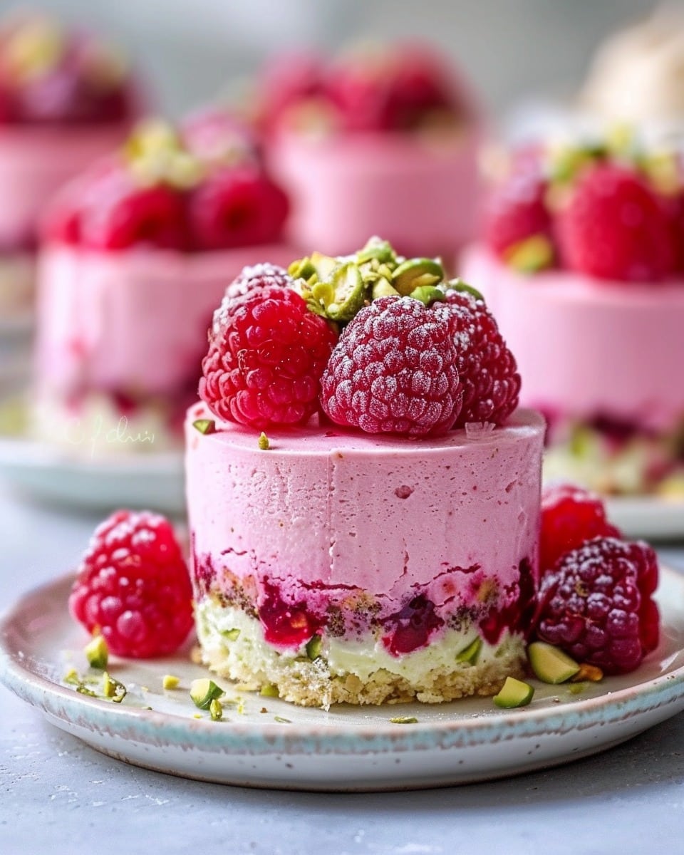Raspberry Pistachio Mousse Cakes