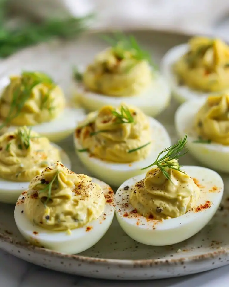 Simple Dill Pickle Deviled Eggs