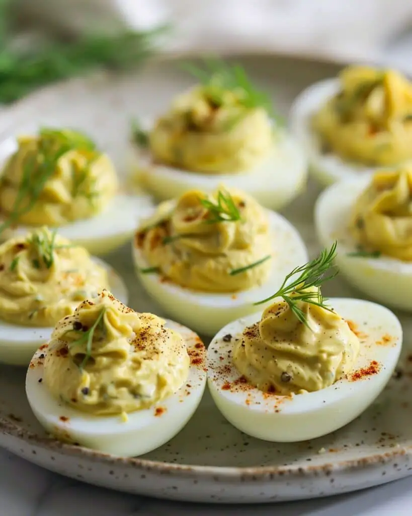 Simple Dill Pickle Deviled Eggs