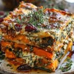 Vegetable Lasagna with Sweet Potato, Butternut Squash & Cranberry Glaze
