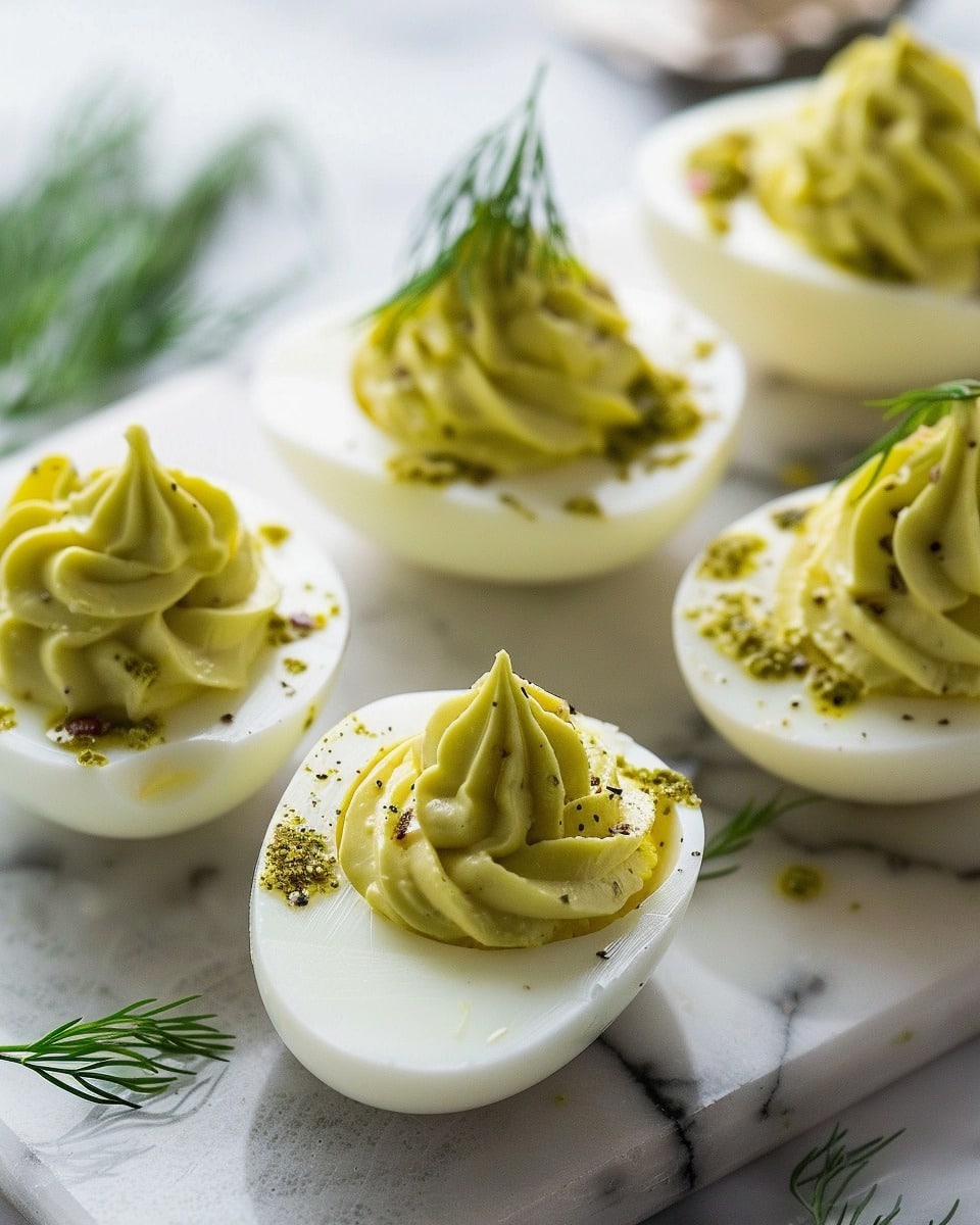 Simple Dill Pickle Deviled Eggs
