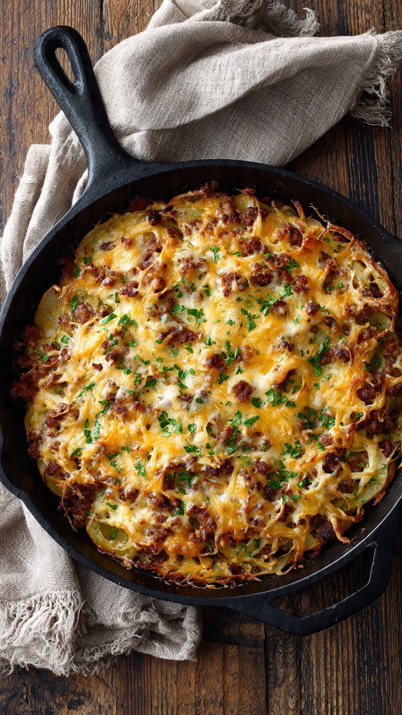 One-Pan Cheesy Meat & Potato Skillet