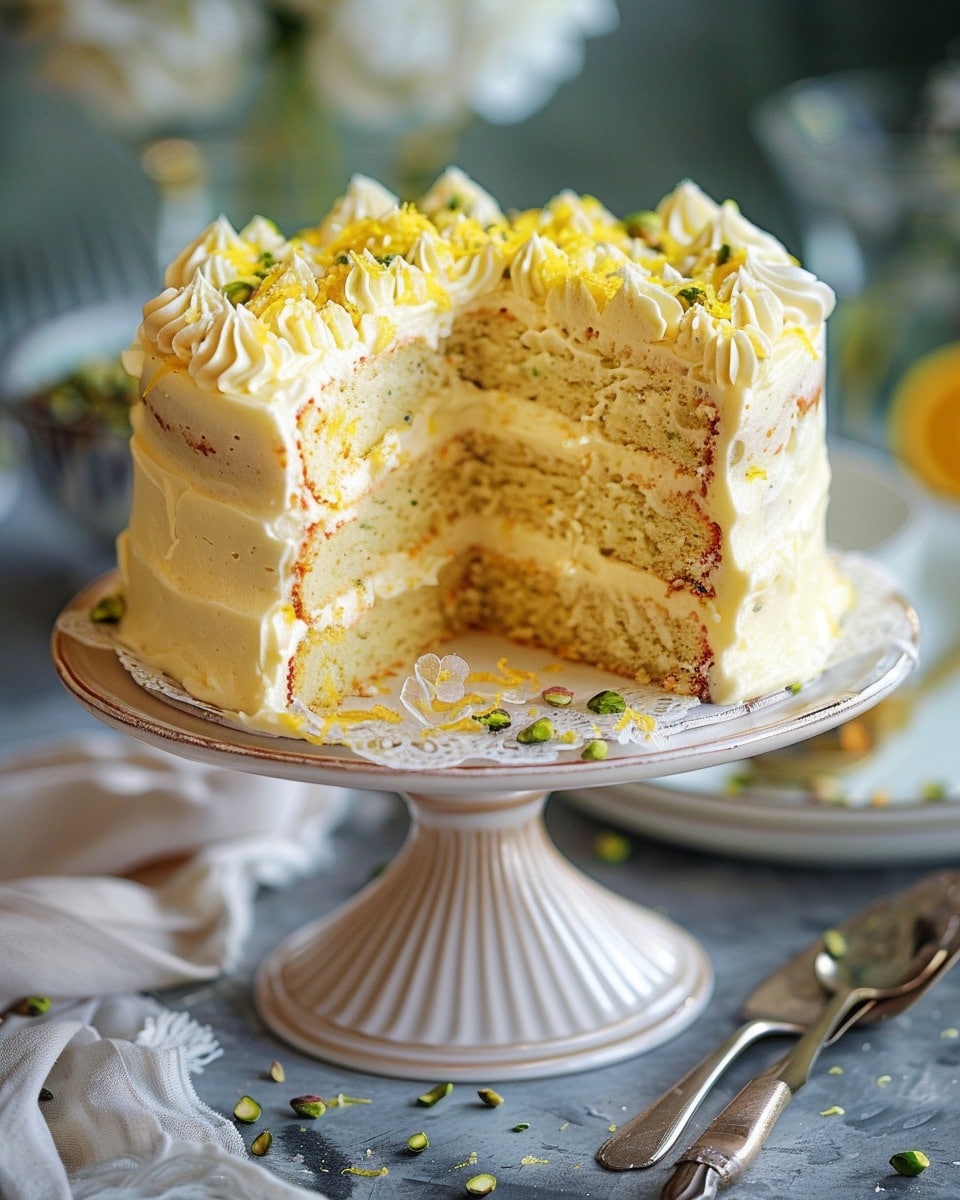 Lemon Pistachio Cake with Lovely Lemon Frosting
