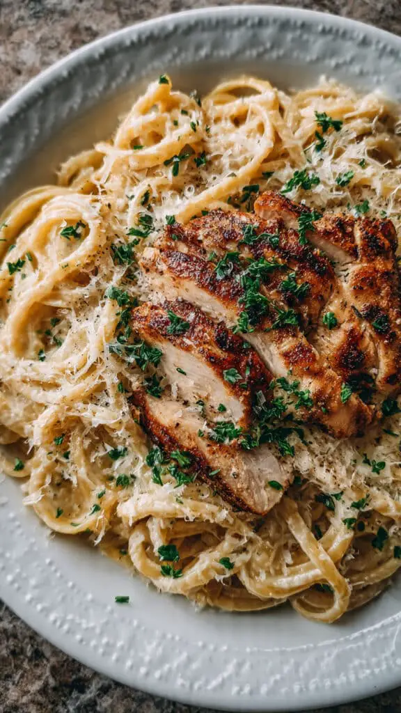 Healthy Garlic Parmesan Chicken Pasta