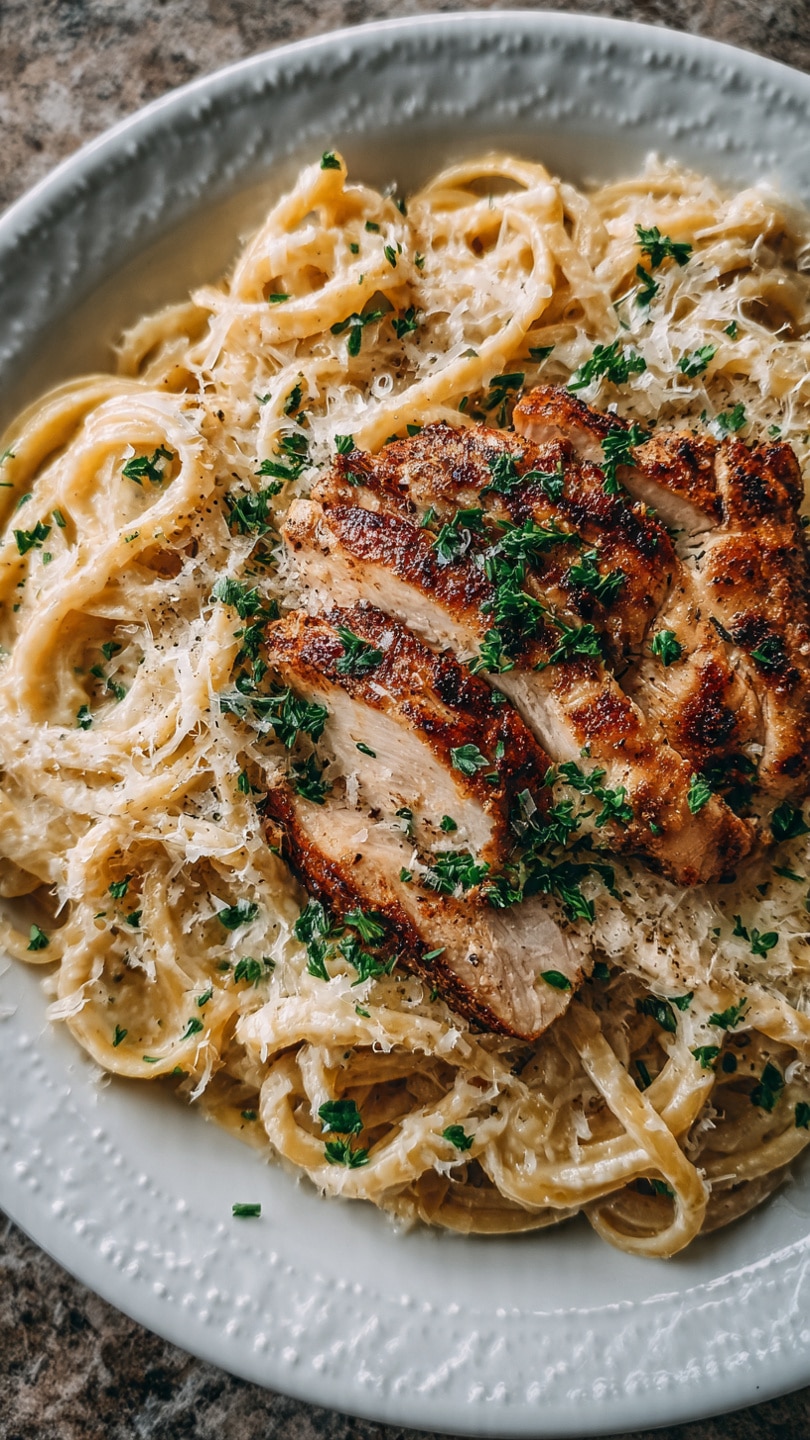 Healthy Garlic Parmesan Chicken Pasta