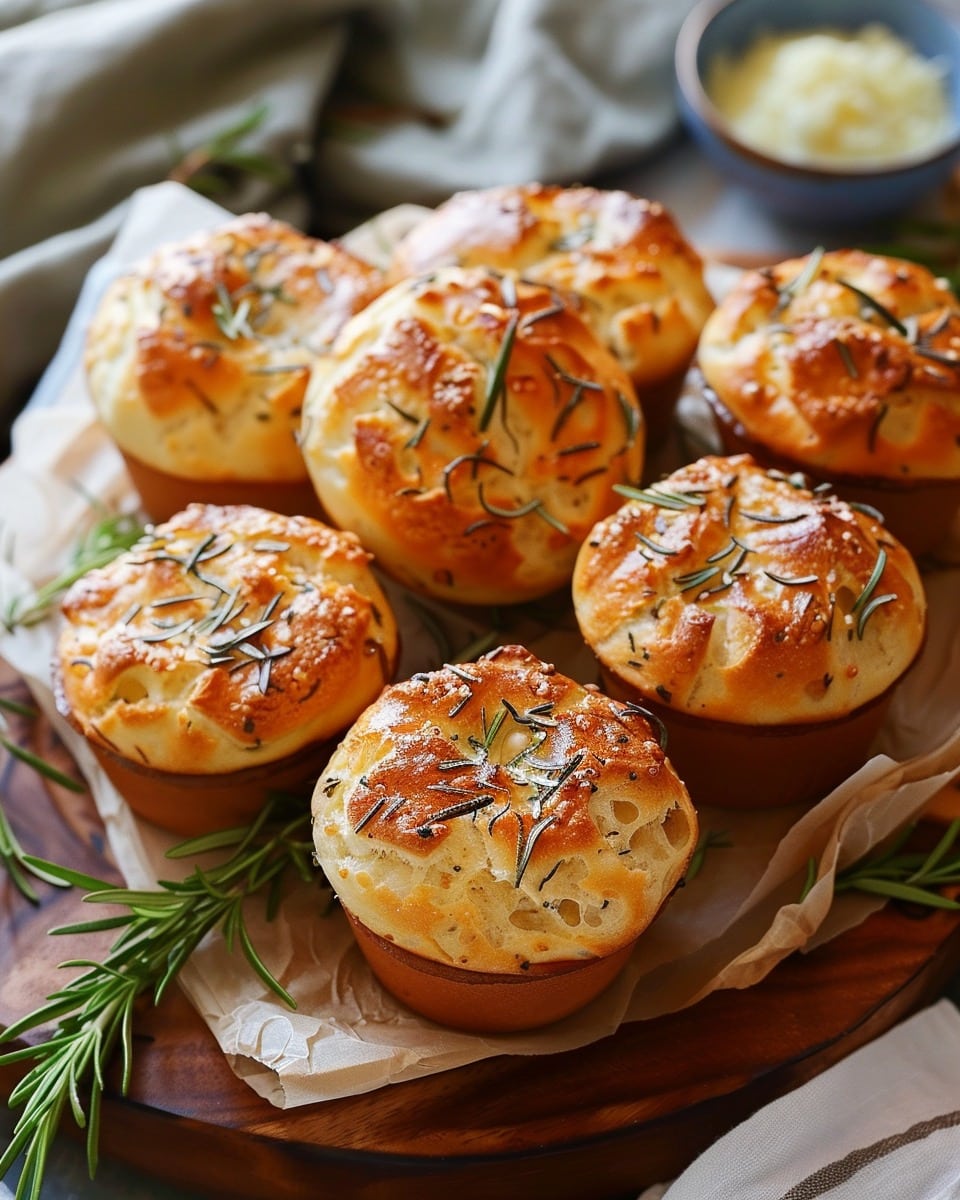 Easy Garlic Rosemary Focaccia Muffins