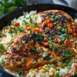 High Protein Creamy Cajun Chicken with Garlic Rice For Dinner