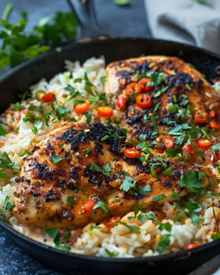 High Protein Creamy Cajun Chicken with Garlic Rice For Dinner
