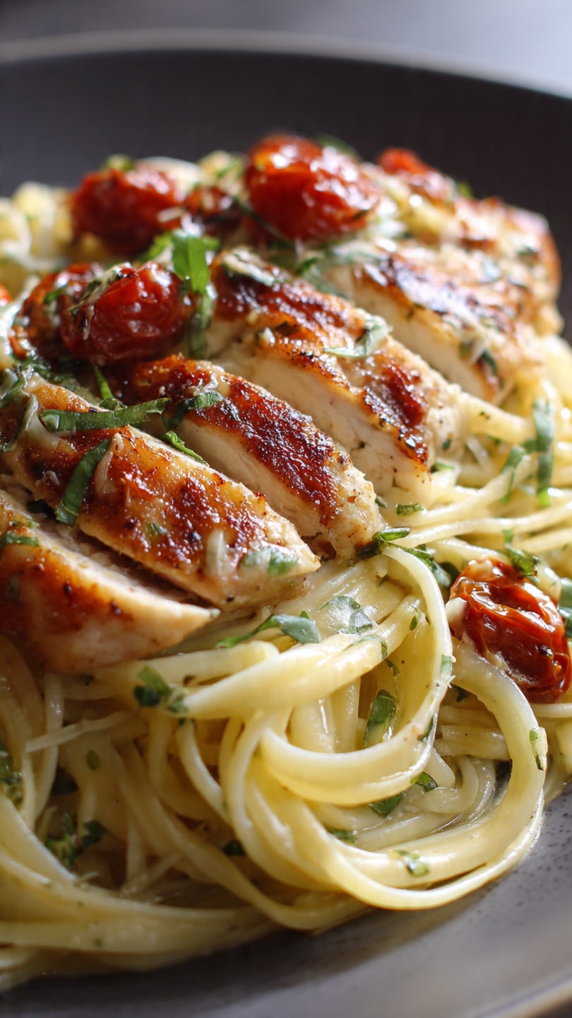 Healthy Garlic Parmesan Chicken Pasta
