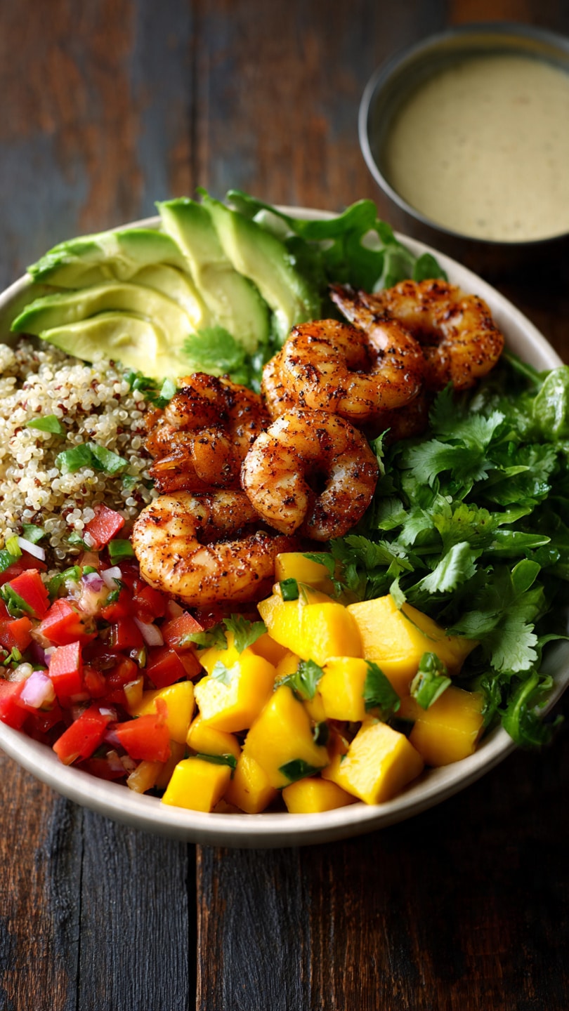 Shrimp Avocado Mango Salsa Bowls